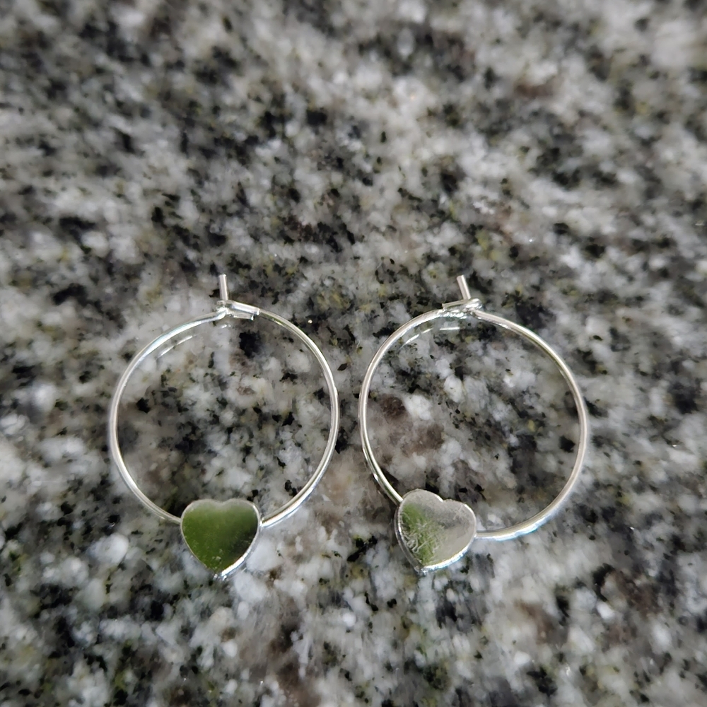 Silver Heart Hoop Earrings